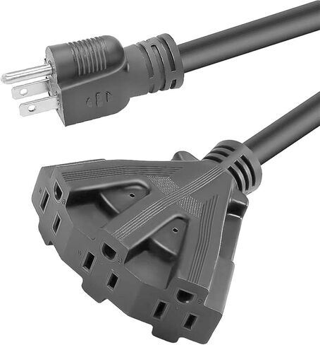 3FT 12/3 Outdoor Extension Cord, Heavy Duty 3-Outlet SJTW Indoor/Outdoor Three-Prong Power-Cord 12-Gauge Grounded 15-Amp 1875 Watts in Saudi Arabia