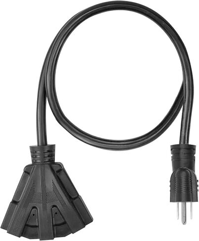 3FT 12/3 Outdoor Extension Cord, Heavy Duty 3-Outlet SJTW Indoor/Outdoor Three-Prong Power-Cord 12-Gauge Grounded 15-Amp 1875 Watts in Saudi Arabia