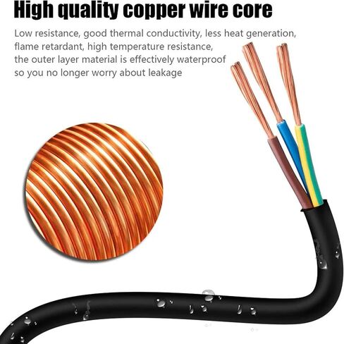 3FT 12/3 Outdoor Extension Cord, Heavy Duty 3-Outlet SJTW Indoor/Outdoor Three-Prong Power-Cord 12-Gauge Grounded 15-Amp 1875 Watts in Saudi Arabia