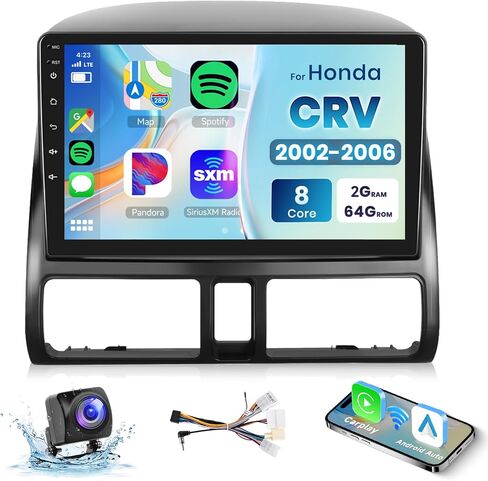 8 Core 2G+64G Car Radio for Honda CRV 2002 2003 2004 2005 2006, Wireless Apple Carplay Android Auto Car Stereo, 9" IPS Touchscreen with WiFi, GPS, Bluetooth, FM/RDS, 32EQ DSP, Rear Camera in Saudi Arabia