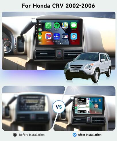 8 Core 2G+64G Car Radio for Honda CRV 2002 2003 2004 2005 2006, Wireless Apple Carplay Android Auto Car Stereo, 9" IPS Touchscreen with WiFi, GPS, Bluetooth, FM/RDS, 32EQ DSP, Rear Camera in Saudi Arabia