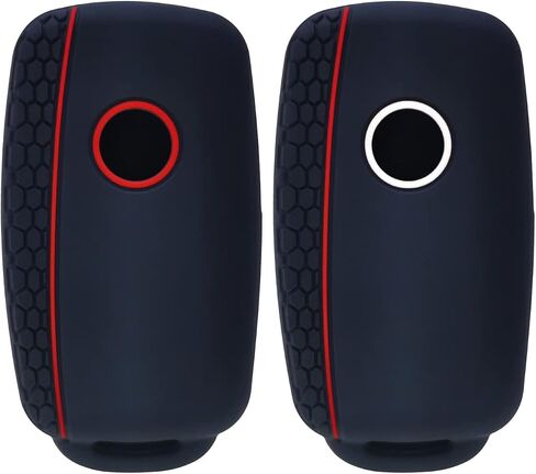 GFDesign 2Pcs Silicone Flip 3 Buttons Key Fob Cover Remote Case Keyless Protector Compatible with VW Volkswagen Passat CC Tiguan Touareg Eos Eurovan Golf GTI Jetta Beetle Rabbit - Black with Red in Saudi Arabia