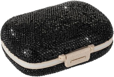 صندوق تنظيم حبوب الدواء المحمول المقاوم للماء مكون من 8 أقسام من Bling Sparkling - حقيبة سفر محمولة لتنظيم حبوب الدواء، صندوق حبوب صغير الحجم وحامل حبوب للسفر والاستخدام اليومي (وردي) in Kuwait