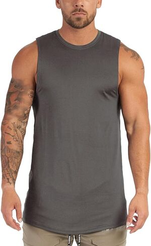 تيشيرت رجالي بدون أكمام للتمرين في صالة الألعاب الرياضية سريع الجفاف ملابس رياضية صيفية للشاطئ كاجوال بدون أكمام مقاس أساسي من M إلى 3XL in Kuwait