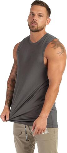 تيشيرت رجالي بدون أكمام للتمرين في صالة الألعاب الرياضية سريع الجفاف ملابس رياضية صيفية للشاطئ كاجوال بدون أكمام مقاس أساسي من M إلى 3XL in Kuwait