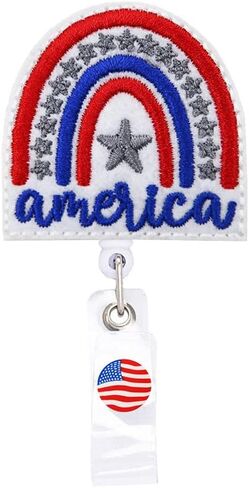 Patriotic Badge Reels, US Flag Badge Reel, America Rainbow Retractable Name Card Badge Holder Reel with Alligator Clip, 24 inches Thick Pull Cord in Saudi Arabia