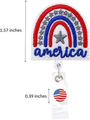 Patriotic Badge Reels, US Flag Badge Reel, America Rainbow Retractable Name Card Badge Holder Reel with Alligator Clip, 24 inches Thick Pull Cord in Saudi Arabia