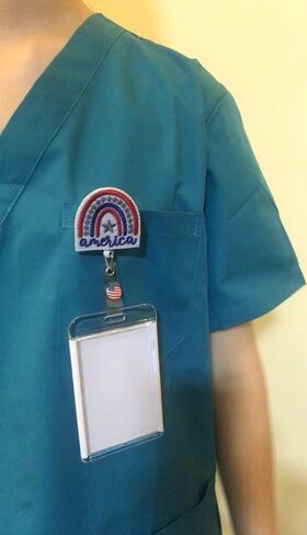 Patriotic Badge Reels, US Flag Badge Reel, America Rainbow Retractable Name Card Badge Holder Reel with Alligator Clip, 24 inches Thick Pull Cord in Saudi Arabia