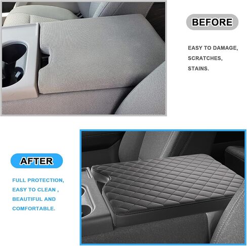 غطاء وحدة التحكم المركزية لسيارة Ford 2015-2024 F150،2017-2024 F250 F350 F450 مع مقعد قفز 40/20/40، غطاء مسند ذراع جلدي واقي وسادة وحدة التحكم المركزية (مقعد القفز فقط) in Kuwait