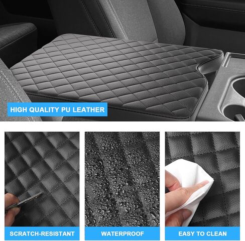 غطاء وحدة التحكم المركزية لسيارة Ford 2015-2024 F150،2017-2024 F250 F350 F450 مع مقعد قفز 40/20/40، غطاء مسند ذراع جلدي واقي وسادة وحدة التحكم المركزية (مقعد القفز فقط) in Kuwait