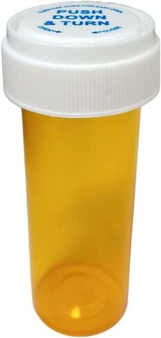 قوارير زجاجات حبوب الدواء الفارغة 16 درام (2 أونصة) مع أغطية للأسفل [عبوة من 5] زجاجات توزيع الوصفات الطبية الصيدلانية الكهرمانية مع أغطية أمان مع أغطية مقاومة للأطفال - زجاجات طبية بلاستيكية (5) in Kuwait