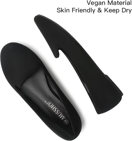 MUSSHOE Flats Shoes for Women Slip on Round Toe Comfortable Women's Flats Ballet Flats Shoes Loafers, All Black2 6 in Saudi Arabia