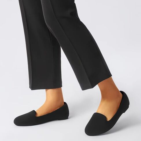 MUSSHOE Flats Shoes for Women Slip on Round Toe Comfortable Women's Flats Ballet Flats Shoes Loafers, All Black2 6 in Saudi Arabia