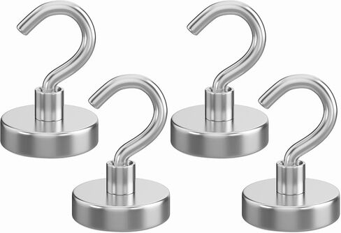 Realth Rare Earth Magnetic Hooks 20LBS Strong Neodymium Magnets with Hook Color Sliver 20 Pack for Kitchen Warehouse Cruise Workplace Garage and Office in Saudi Arabia