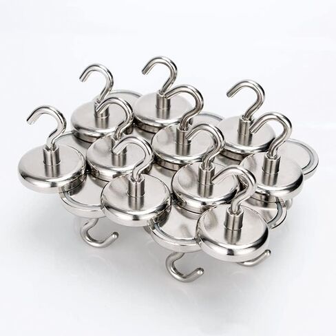 خطافات مغناطيسية للأرض النادرة من Realth بوزن 20 رطلًا، مغناطيس نيوديميوم قوي مع خطاف بلون فضي 20 حزمة للمطبخ والمستودعات والرحلات البحرية وأماكن العمل والمكتب in Kuwait