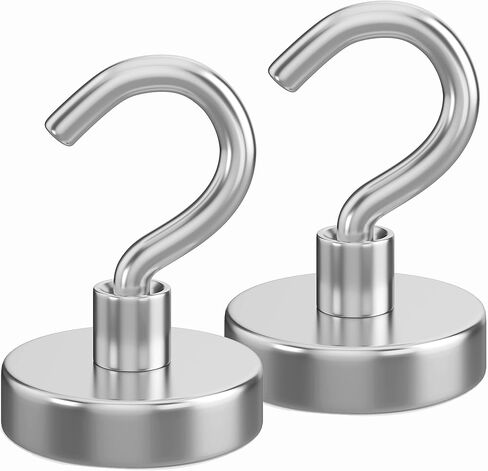 خطافات مغناطيسية للأرض النادرة من Realth بوزن 20 رطلًا، مغناطيس نيوديميوم قوي مع خطاف بلون فضي 20 حزمة للمطبخ والمستودعات والرحلات البحرية وأماكن العمل والمكتب in Kuwait