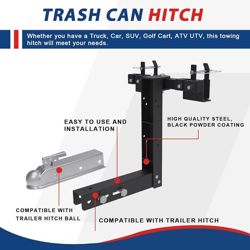 ELITEWILL سلة المهملات بعجلات يمكن متعهد النقل مع وصلة وصلة الكرة المقرنة الكرة التي شنت سلة المهملات الناقل، سلة المهملات سحب الناقل يصلح لشاحنة السيارات سيارة الدفع الرباعي عربة الغولف ATV UTV مع كرة وصلة in Kuwait