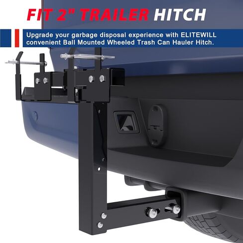 ELITEWILL سلة المهملات بعجلات يمكن متعهد النقل مع وصلة وصلة الكرة المقرنة الكرة التي شنت سلة المهملات الناقل، سلة المهملات سحب الناقل يصلح لشاحنة السيارات سيارة الدفع الرباعي عربة الغولف ATV UTV مع كرة وصلة in Kuwait
