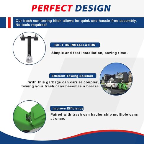 ELITEWILL سلة المهملات بعجلات يمكن متعهد النقل مع وصلة وصلة الكرة المقرنة الكرة التي شنت سلة المهملات الناقل، سلة المهملات سحب الناقل يصلح لشاحنة السيارات سيارة الدفع الرباعي عربة الغولف ATV UTV مع كرة وصلة in Kuwait