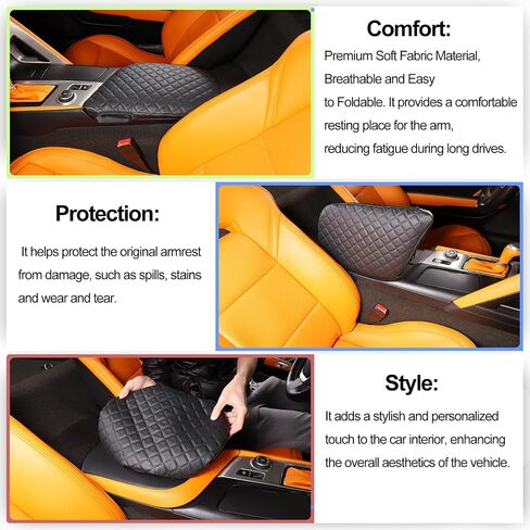 Center Console Armrest Cover for Chevrolet Corvette C7 2014-2019, Centre Armrest Seat Box Cover, Armrest Arm Rest Pad, Middle Consoles Cushion Protector Mat (Fabric) in Saudi Arabia