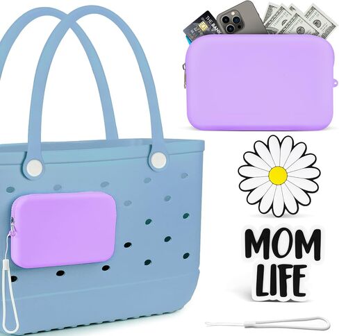 Phone Holder for Bogg Bag, Momlife Charms for Bogg bag,Soft Silicone Insert Accessories and Attachment Compatible with All Bogg Bags, Black in Saudi Arabia