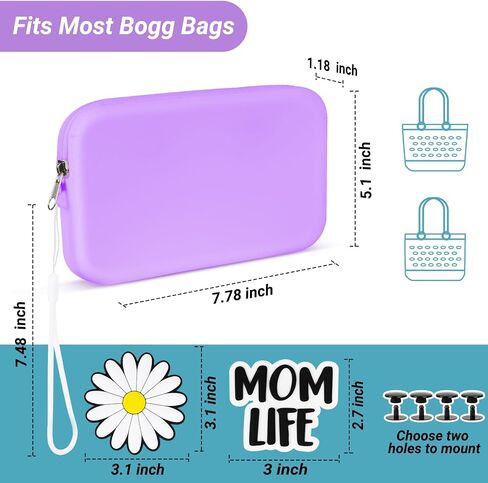 Phone Holder for Bogg Bag, Momlife Charms for Bogg bag,Soft Silicone Insert Accessories and Attachment Compatible with All Bogg Bags, Black in Saudi Arabia