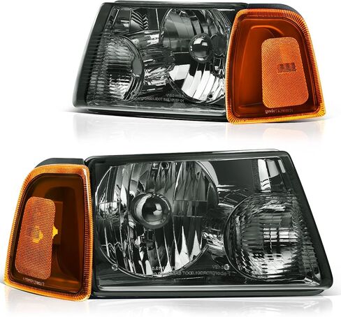 DWVO Headlight Assembly Compatible with 2001-2011 Ford Ranger Headlamp+Corner light Black Housing Clear Lens Amber Reflector in Saudi Arabia