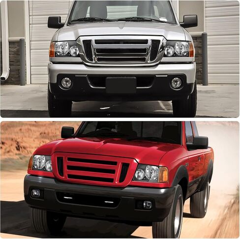 مجموعة المصابيح الأمامية DWVO متوافقة مع 2001-2011 Ford Ranger للمصابيح الأمامية استبدال الكروم الإسكان عدسة واضحة عاكس كهرماني كبير in Saudi Arabia