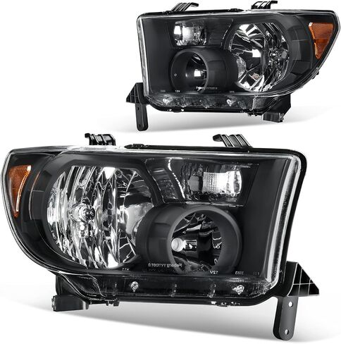 DWVO Headlights Assembly Compatible with 2007-2013 Tundra/ 08 09 10 11 12 13 14 15 16 17 Sequoia Headlamp Black Housing Amber Reflector in Saudi Arabia
