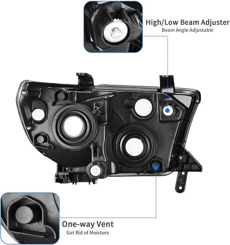 DWVO Headlights Assembly Compatible with 2007-2013 Tundra/ 08 09 10 11 12 13 14 15 16 17 Sequoia Headlamp Black Housing Amber Reflector in Saudi Arabia