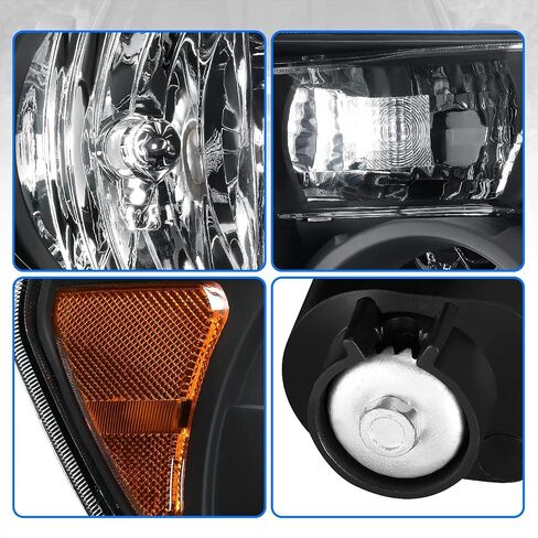 DWVO Headlights Assembly Compatible with 2007-2013 Tundra/ 08 09 10 11 12 13 14 15 16 17 Sequoia Headlamp Black Housing Amber Reflector in Saudi Arabia