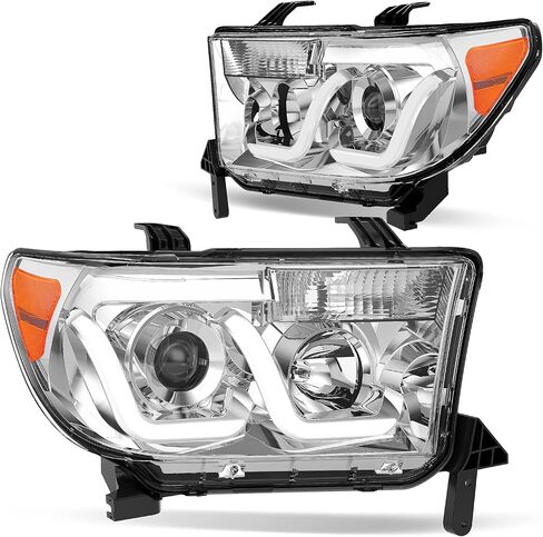 DWVO Headlights Assembly Compatible with 2007-2013 Tundra/ 08 09 10 11 12 13 14 15 16 17 Sequoia Headlamp Black Housing Amber Reflector in Saudi Arabia