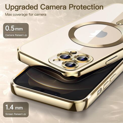 حافظة JETech مطلية بالكهرباء لهاتف iPhone 12 Pro Max مقاس 6.7 بوصة، حماية كاملة لعدسة الكاميرا، متوافقة مع الشحن اللاسلكي MagSafe، غطاء هاتف ناعم مقاوم للصدمات من مادة TPU (ذهبي) in Saudi Arabia