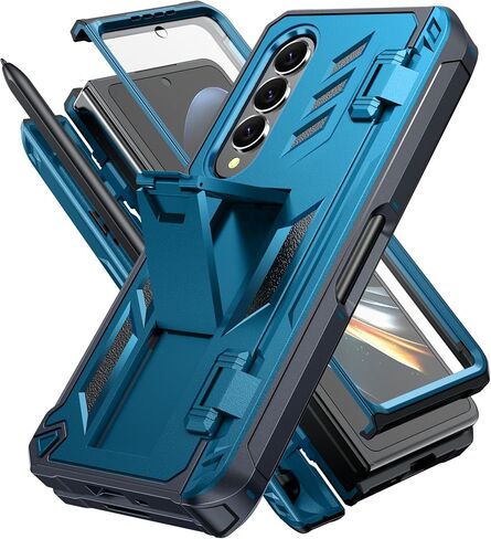 for Samsung Galaxy Z-Fold-4 Case: Military Grade Hinge Protection S-Pen Holder Heavy Duty Shockproof 360 Full-Body Protective Phone Cover with Kickstand for Galaxy ZFold 4 5G 2022 (Black) in Kuwait
