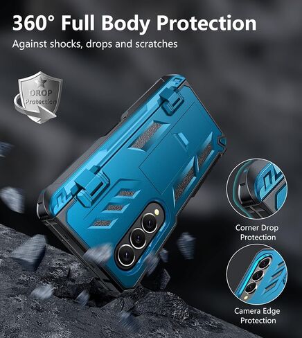 for Samsung Galaxy Z-Fold-4 Case: Military Grade Hinge Protection S-Pen Holder Heavy Duty Shockproof 360 Full-Body Protective Phone Cover with Kickstand for Galaxy ZFold 4 5G 2022 (Black) in Kuwait