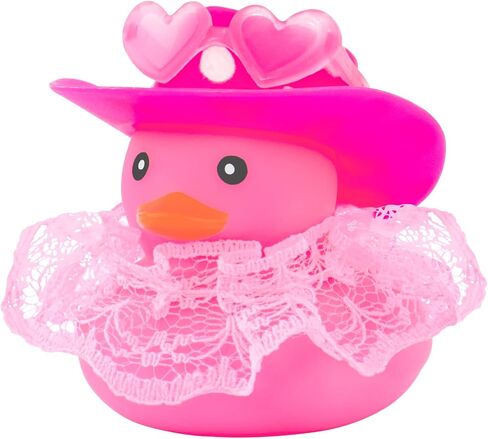 wonuu Car Rubber Duck Decoration Cute Car Accessories Car Ducks for Dashboard with Dress Heart Shape Sunglasses, Pink&Black-Pink Lace Skirt in Saudi Arabia