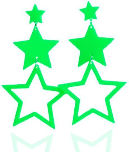 Exaggerated Neon Star Earrings Acrylic Big Star Drop Dangle Pentagram Geometric Earrings for Women 80s Jewelry in Saudi Arabia
