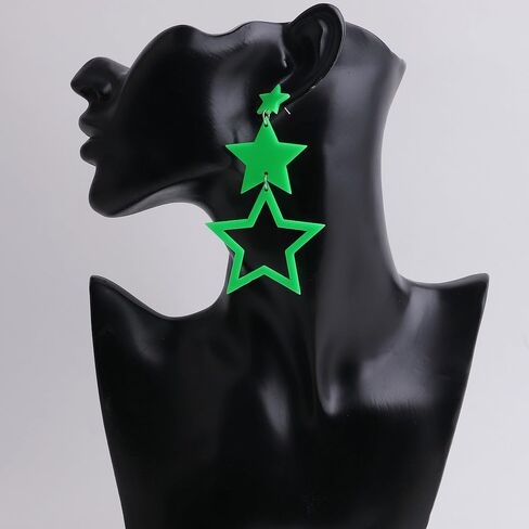 Exaggerated Neon Star Earrings Acrylic Big Star Drop Dangle Pentagram Geometric Earrings for Women 80s Jewelry in Saudi Arabia
