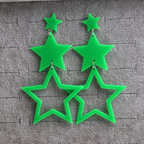 Exaggerated Neon Star Earrings Acrylic Big Star Drop Dangle Pentagram Geometric Earrings for Women 80s Jewelry in Saudi Arabia