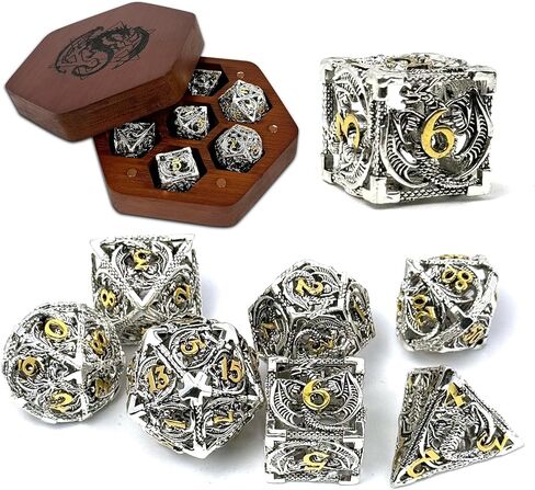 7 Pieces Metal d and d dice Hollow D&D Dice for DND Dice Set dungeons and dragons gifts dungeon dragon Accessories RPG Board Games in Saudi Arabia