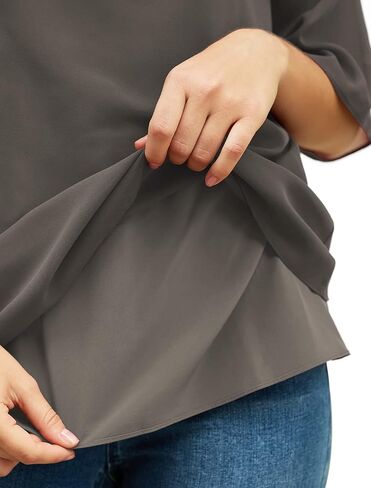 Feiersi Womens Casual Scoop Neck Blouses 3/4 Sleeve Chiffon Dressy Blouse Tops Shirts in Kuwait