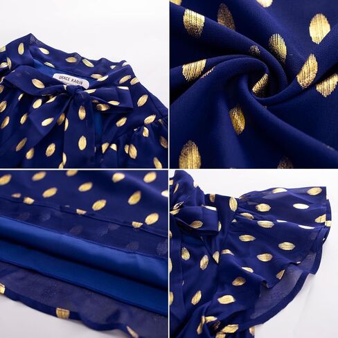 GRACE KARIN Summer Tops for Women 2024 Ruffle Sleeve Tie Neck Blouse Pleated Mock Neck Chiffon Business Casual Shirt in Saudi Arabia