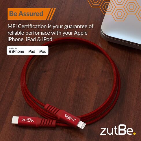 Shield 2 USB-C to Lightning Cable Braided with Kevlar, for iPhone 14 13 12 11 Pro/Pro Max X iPad AirPods iPod (MFI Certified) Supports Power Delivery (Charger not Included) (6ft Blk & Slvr) in Saudi Arabia