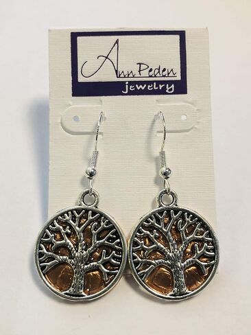 Tree of Life Penny Charm Necklace & Earring Set, on sterling silver earwires in Kuwait
