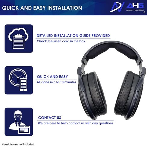 AHG Replacement Ear Pads & Headband Cushion Pad Compatible with Sennheiser Headphones HD600 HD650 HD660S HD 660S2 Massdrop X HD 6XX HD58X Jubilee HD580-Sheepskin Leather & AHG Dual-Layer Foam (Black) in Kuwait