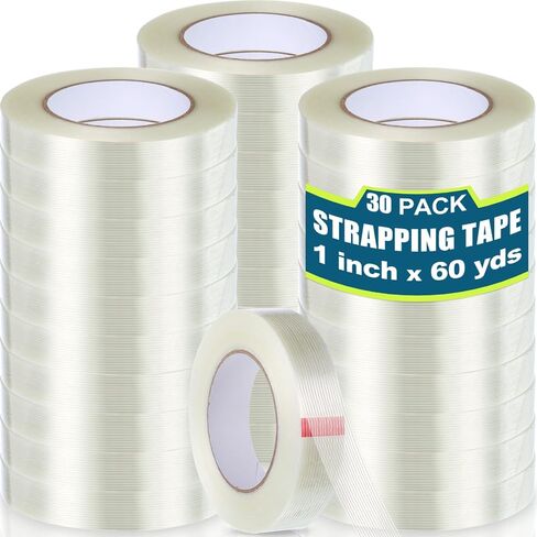 Treela 20 Rolls Filament Strapping Tape 5.5 Mil Transparent Reinforced Fiberglass Tape Reinforced Packing Tape Heavy Duty Shipping Tape for Sealing Binding Fixing (1/2 Inch X 60 Yards) in Saudi Arabia