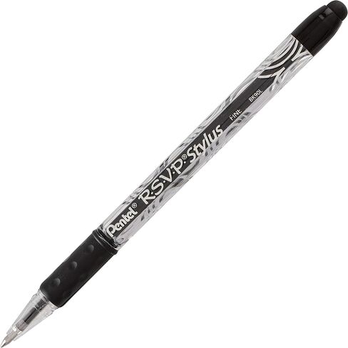 Pentel RSVP STYLUS Ballpoint Pen, Fine Line, Black Ink (BK90L-A) (12 count) in Saudi Arabia