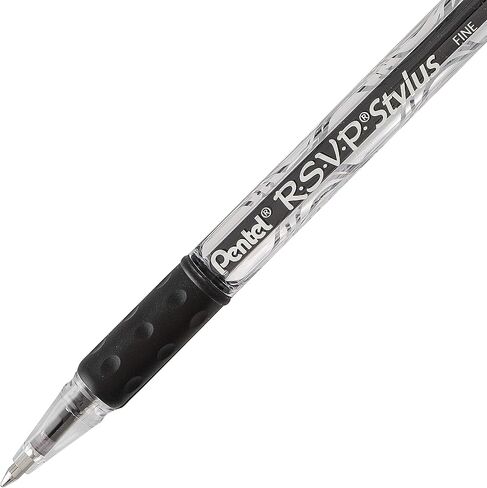 Pentel RSVP STYLUS Ballpoint Pen, Fine Line, Black Ink (BK90L-A) (12 count) in Saudi Arabia