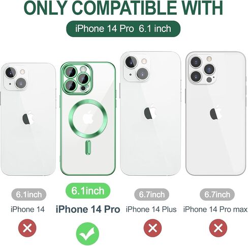 حافظة Hython المغناطيسية الشفافة لهاتف iPhone 14 Pro Max مع واقي عدسة الكاميرا [متوافقة مع MagSafe] حافظة هاتف واقية رفيعة ناعمة من مادة TPU ذات حافة مطلية فاخرة لهاتف 14 Pro Max 6.7 بوصة، أرجواني in Kuwait