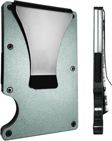 Slim Minimalist Compact Wallet for Men, RFID Blocking Credit Card Holder & Money Clip, Metal Business Card Cases holds, Ultra-Thin Design, Front Pocket, 15-20 Cards Capacity, Gift for Men(Black in Kuwait